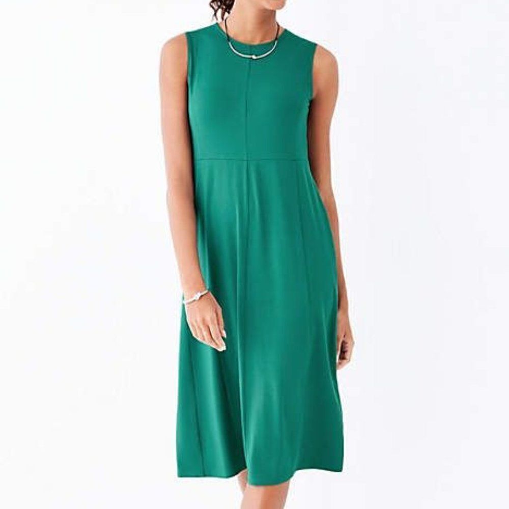 J. Jill Wearever Sleeveless Midi Dress Flowy Teal  Multi Seam Medium - Picture 11 of 11